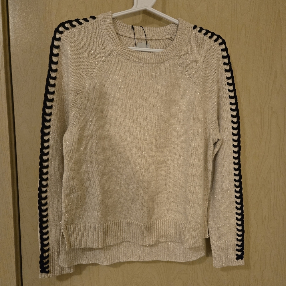 NWT Nic+Zoe Beige Crewneck Metallic Sweater (PM)